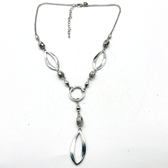 Lia Sophia Jewelry - Lia Sophia Signed Open Chain Y Drop Necklace Silver Tone Classic Career Cosplay